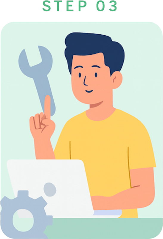 STEP03 設計・開発・確認のイラスト